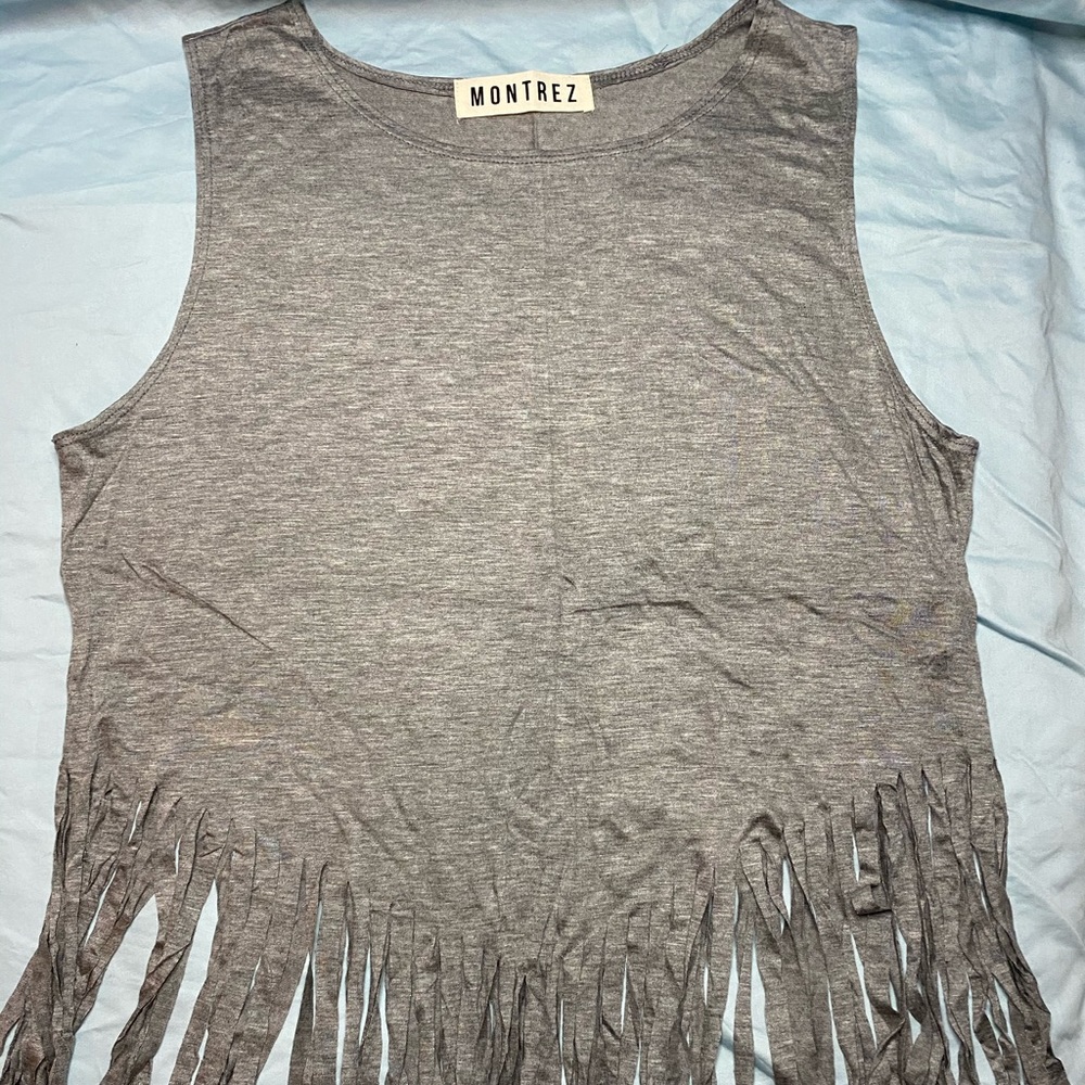 🍍🍍New! Montrez Gray Fringed Tank